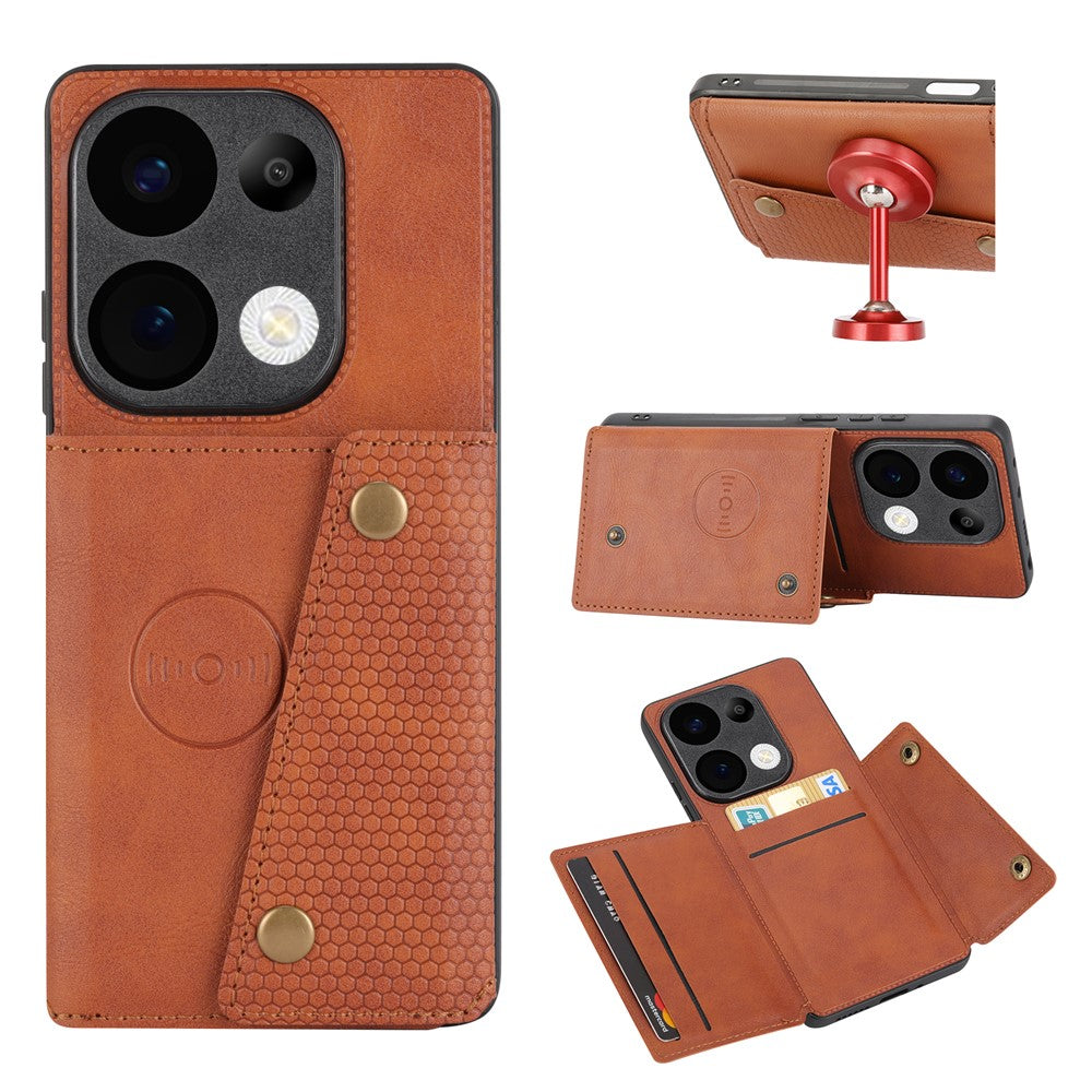 For Xiaomi Redmi Note 13 Pro 4G / Poco M6 Pro 4G Case with Card Slots Kickstand Leather + TPU Phone Cover