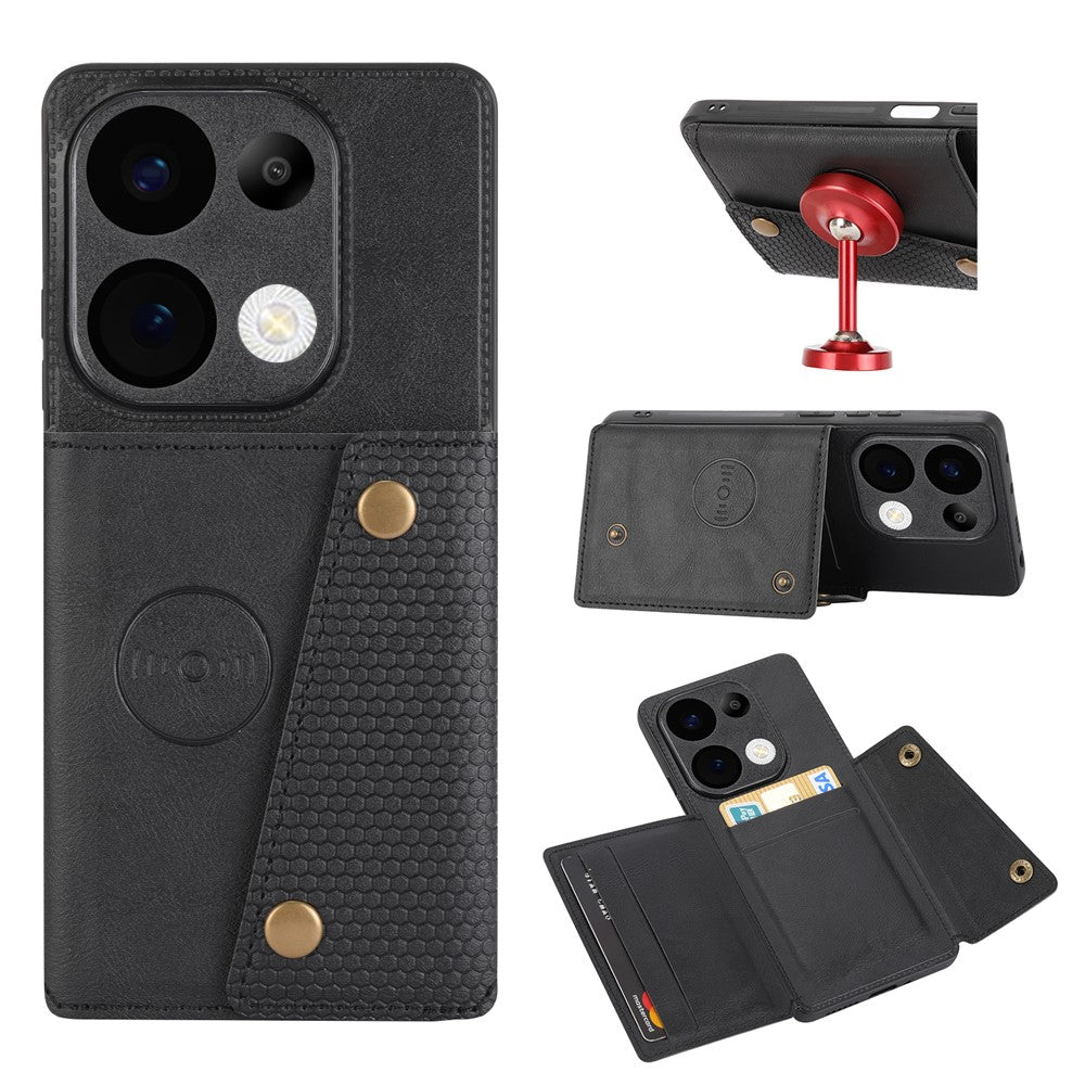 For Xiaomi Redmi Note 13 Pro 4G / Poco M6 Pro 4G Case with Card Slots Kickstand Leather + TPU Phone Cover