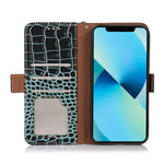 For Xiaomi Redmi A1+ 4G / A2+ 4G / Poco C50 4G Genuine Cowhide Leather Side Magnetic Clasp Anti-drop Phone Case Crocodile Texture RFID Blocking Stand Flip Wallet Cover