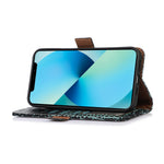 For Xiaomi Redmi A1+ 4G / A2+ 4G / Poco C50 4G Genuine Cowhide Leather Side Magnetic Clasp Anti-drop Phone Case Crocodile Texture RFID Blocking Stand Flip Wallet Cover