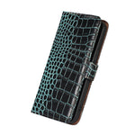 For Xiaomi Redmi A1+ 4G / A2+ 4G / Poco C50 4G Genuine Cowhide Leather Side Magnetic Clasp Anti-drop Phone Case Crocodile Texture RFID Blocking Stand Flip Wallet Cover