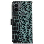 For Xiaomi Redmi A1+ 4G / A2+ 4G / Poco C50 4G Genuine Cowhide Leather Side Magnetic Clasp Anti-drop Phone Case Crocodile Texture RFID Blocking Stand Flip Wallet Cover