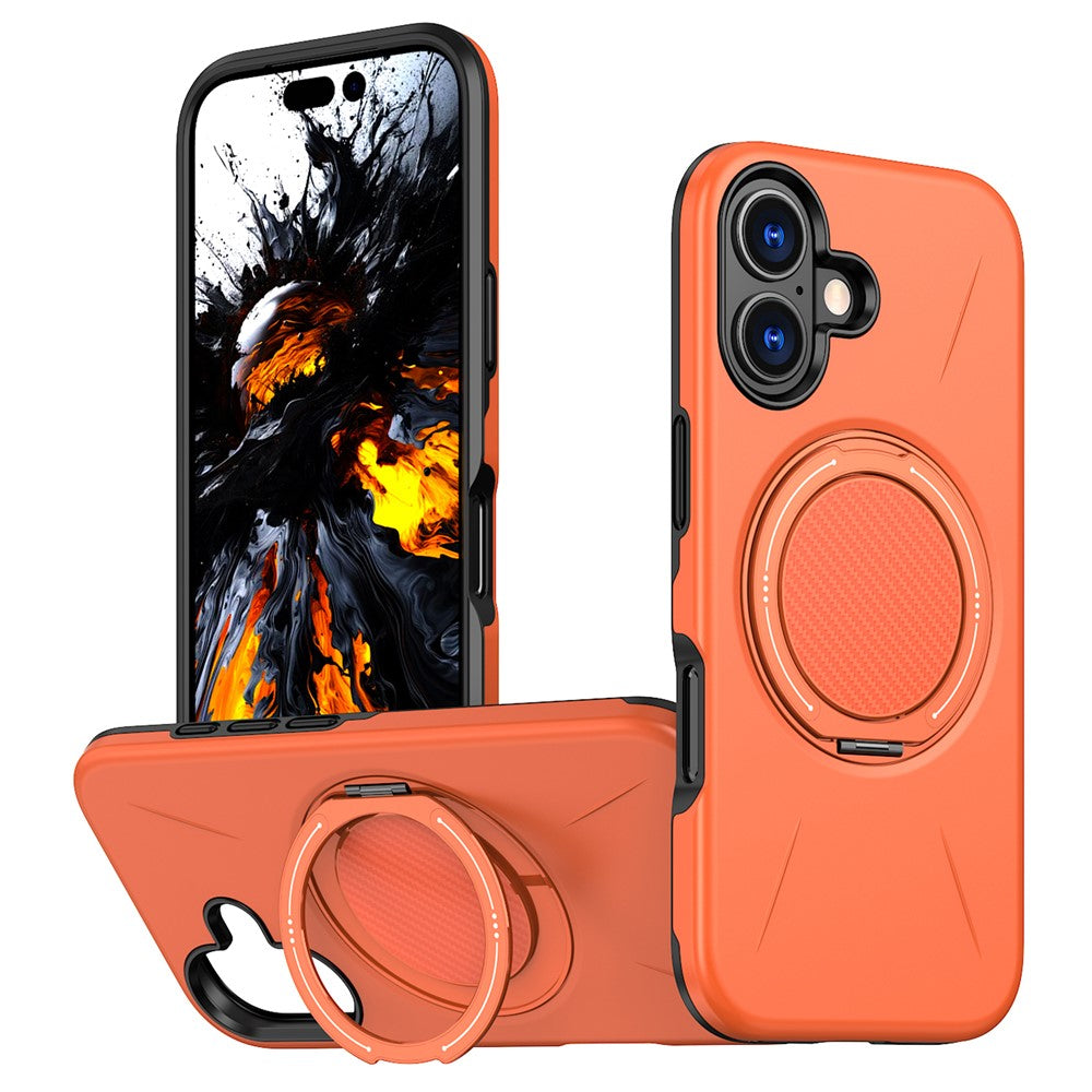 For iPhone 17 Magnetic Case Rotating Kickstand TPU + PC Phone Cover