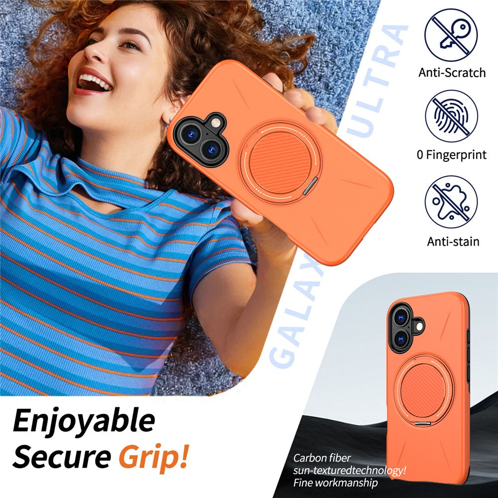 For iPhone 17 Magnetic Case Rotating Kickstand TPU + PC Phone Cover