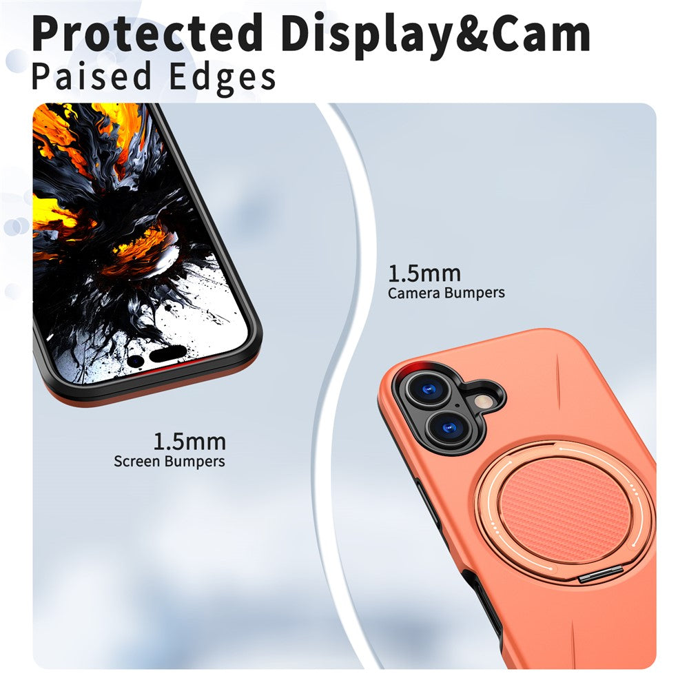 For iPhone 17 Magnetic Case Rotating Kickstand TPU + PC Phone Cover