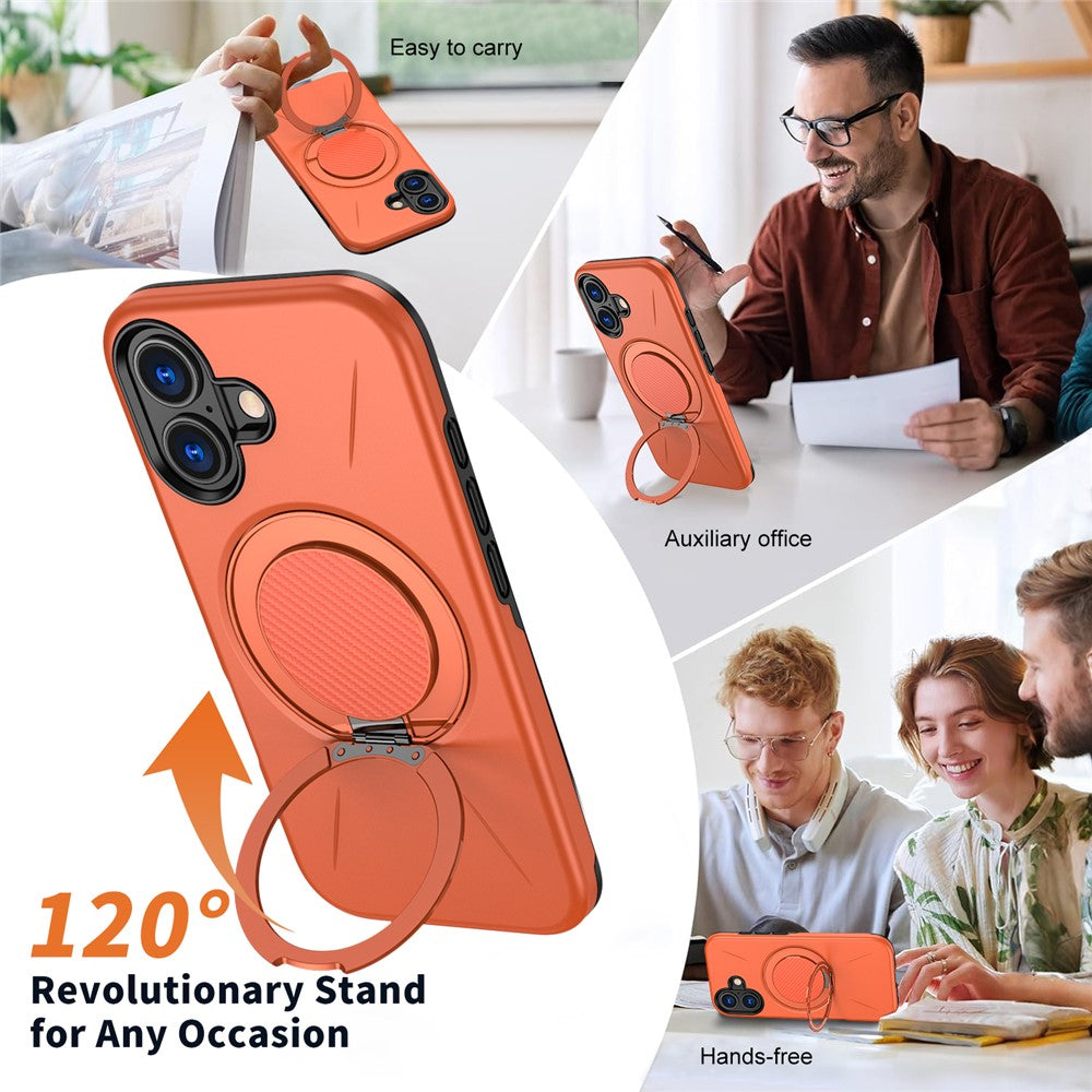 For iPhone 17 Magnetic Case Rotating Kickstand TPU + PC Phone Cover