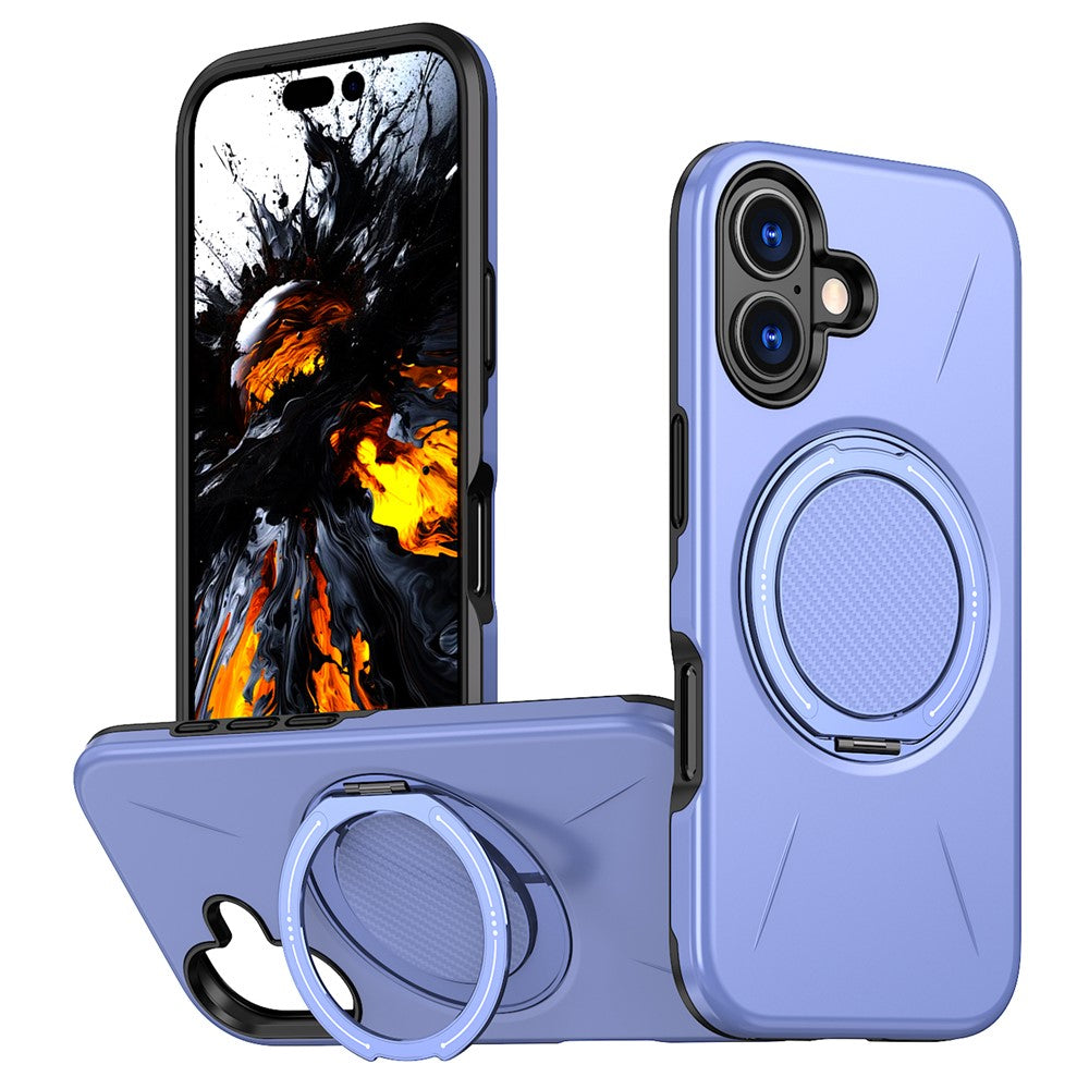 For iPhone 17 Magnetic Case Rotating Kickstand TPU + PC Phone Cover