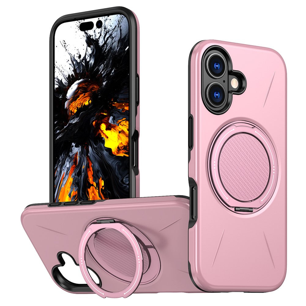 For iPhone 17 Magnetic Case Rotating Kickstand TPU + PC Phone Cover