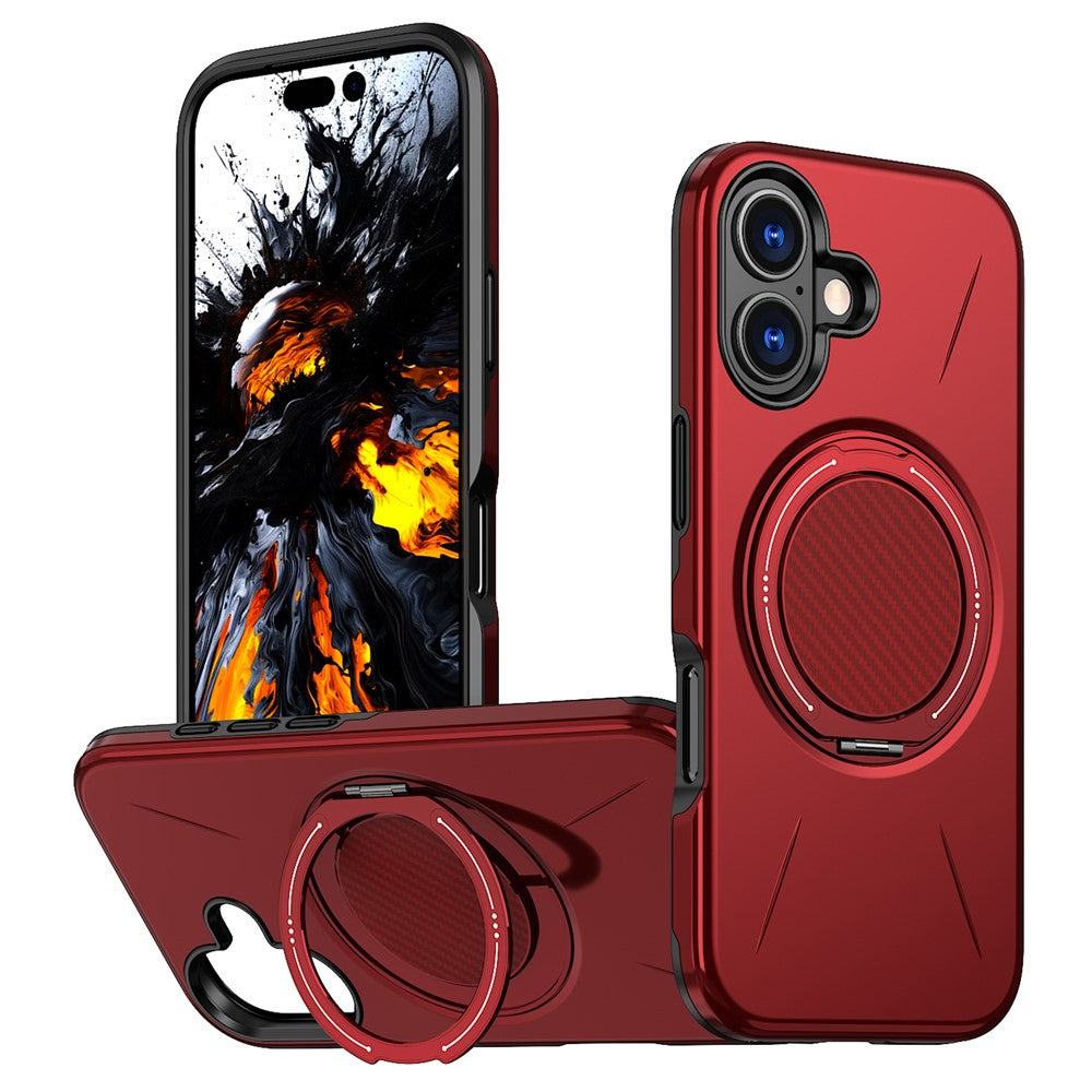 For iPhone 17 Magnetic Case Rotating Kickstand TPU + PC Phone Cover