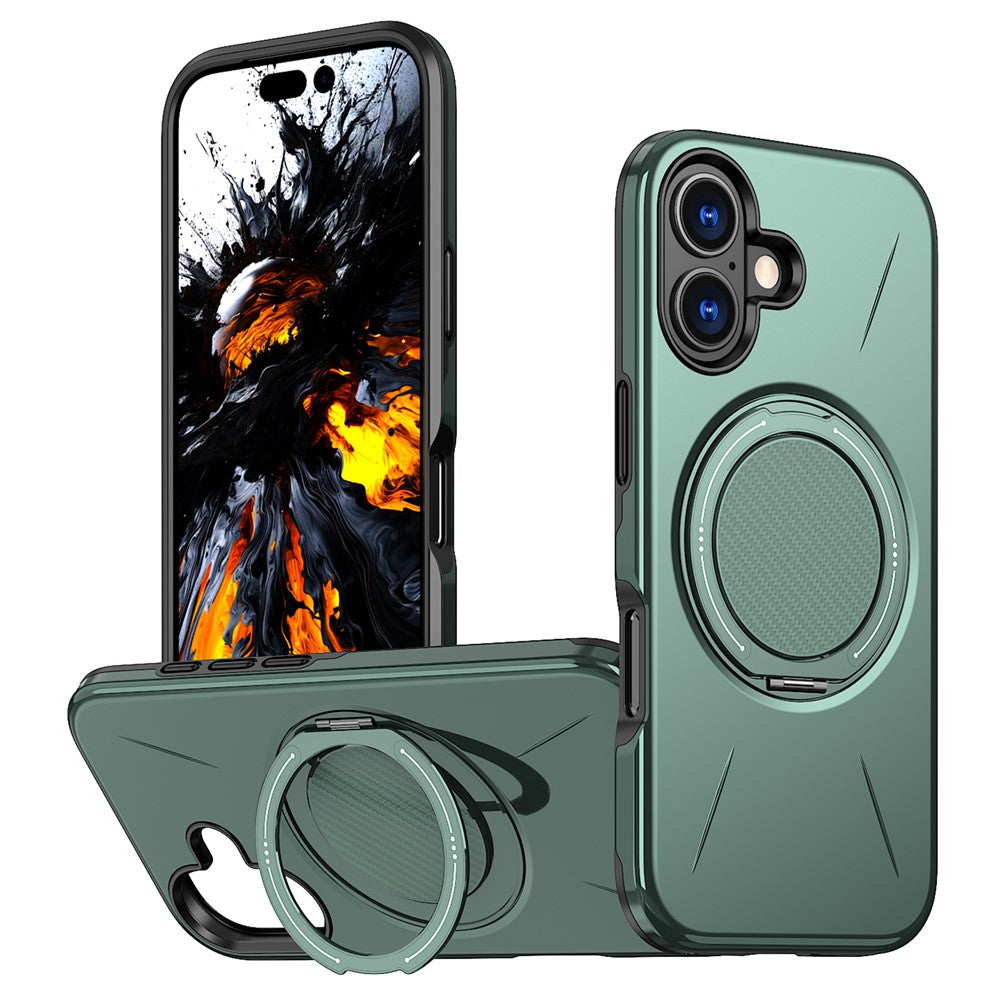 For iPhone 17 Magnetic Case Rotating Kickstand TPU + PC Phone Cover