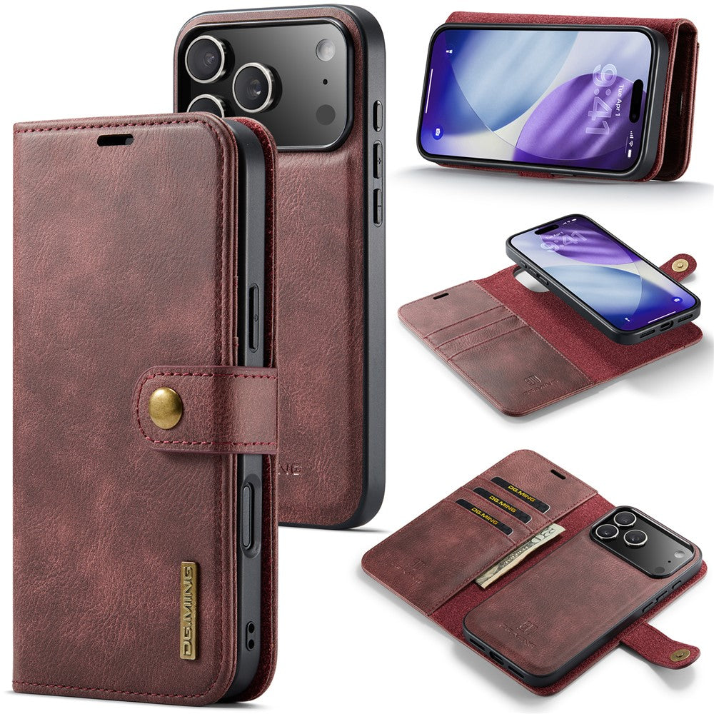DG.MING for iPhone 18 Pro Max / 17 Pro Max Case Detachable Split Leather Phone Cover