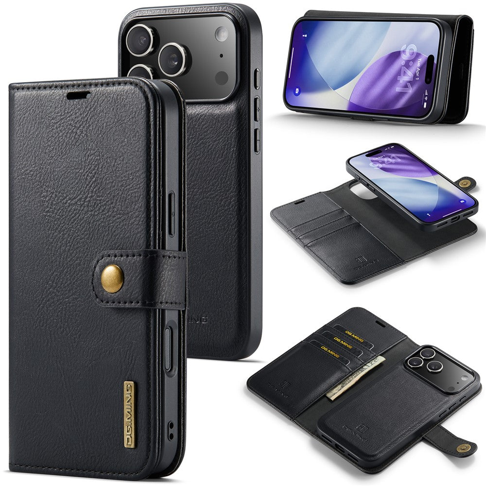 DG.MING for iPhone 18 Pro Max / 17 Pro Max Case Detachable Split Leather Phone Cover