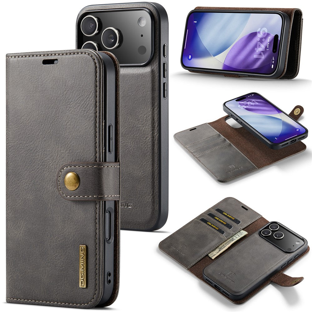 DG.MING for iPhone 18 Pro Max / 17 Pro Max Case Detachable Split Leather Phone Cover