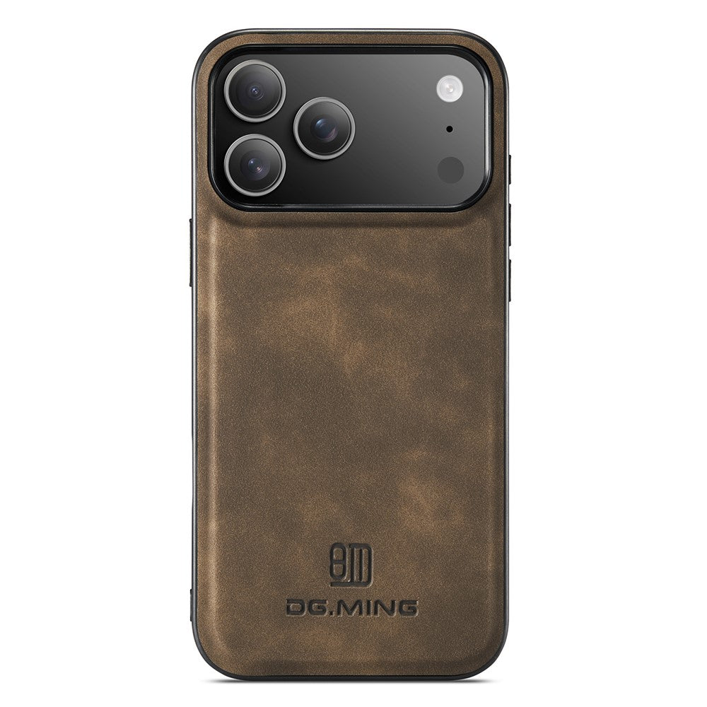 DG.MING til iPhone 18 Pro / 17 Pro cover i PU-læder belagt PC + TPU hybrid telefoncover