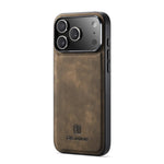 DG.MING For iPhone 18 Pro / 17 Pro Case PU Leather Covered PC + TPU Hybrid Phone Shell
