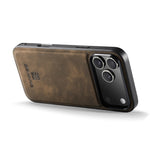 DG.MING For iPhone 18 Pro / 17 Pro Case PU Leather Covered PC + TPU Hybrid Phone Shell