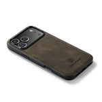 DG.MING For iPhone 18 Pro / 17 Pro Case PU Leather Covered PC + TPU Hybrid Phone Shell