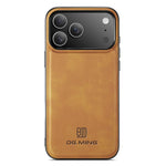 DG.MING For iPhone 18 Pro / 17 Pro Case PU Leather Covered PC + TPU Hybrid Phone Shell