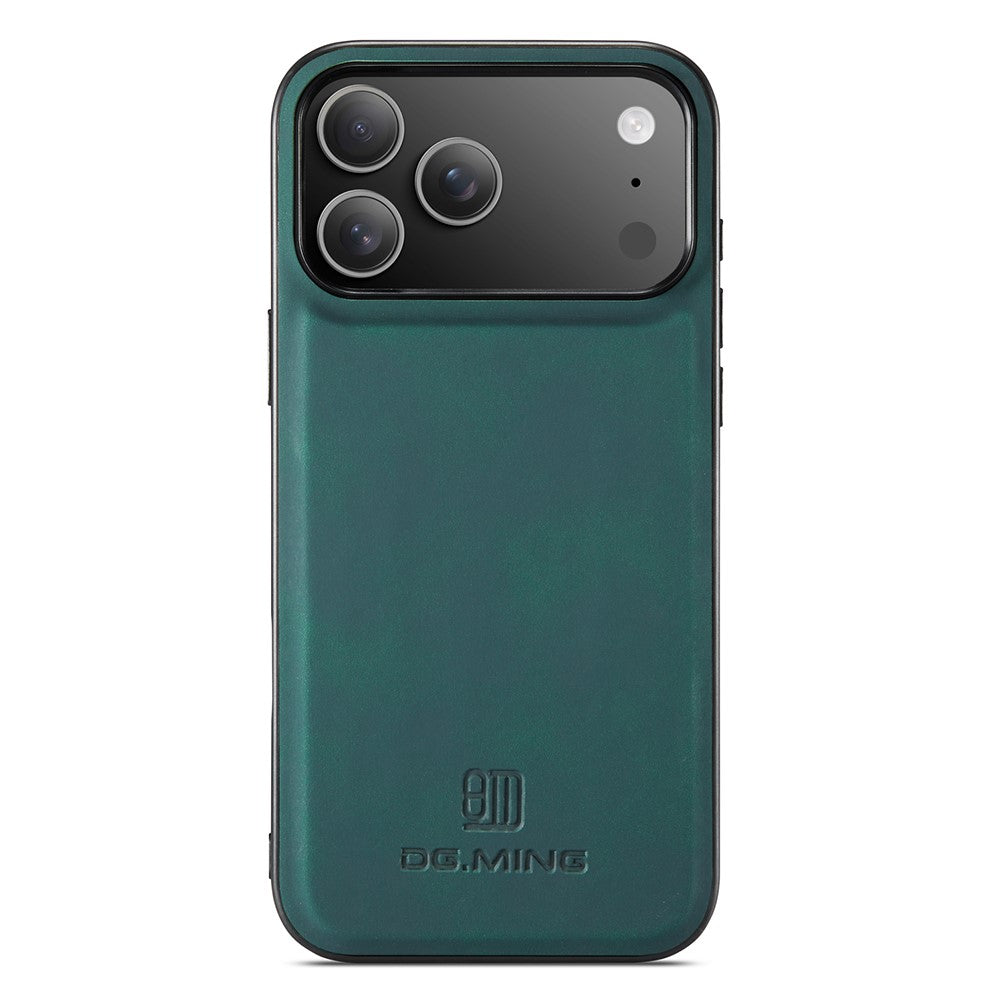 DG.MING For iPhone 18 Pro / 17 Pro Case PU Leather Covered PC + TPU Hybrid Phone Shell
