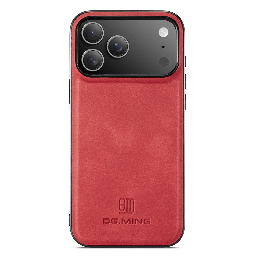 DG.MING For iPhone 18 Pro / 17 Pro Case PU Leather Covered PC + TPU Hybrid Phone Shell