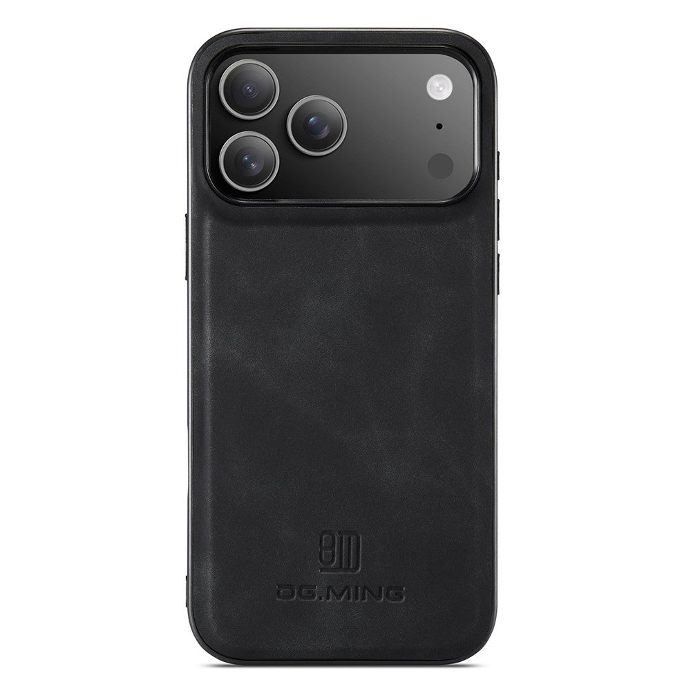 DG.MING For iPhone 18 Pro / 17 Pro Case PU Leather Covered PC + TPU Hybrid Phone Shell