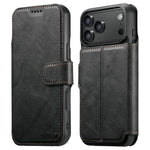 SUTENI Q-05 Plånboksfodral för iPhone 17 Pro, 2-i-1 avtagbart läderfodral med stativ