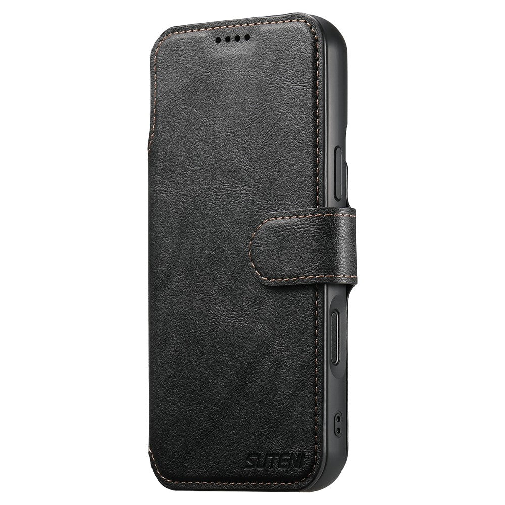 SUTENI Q-05 Plånboksfodral för iPhone 17 Pro, 2-i-1 avtagbart läderfodral med stativ