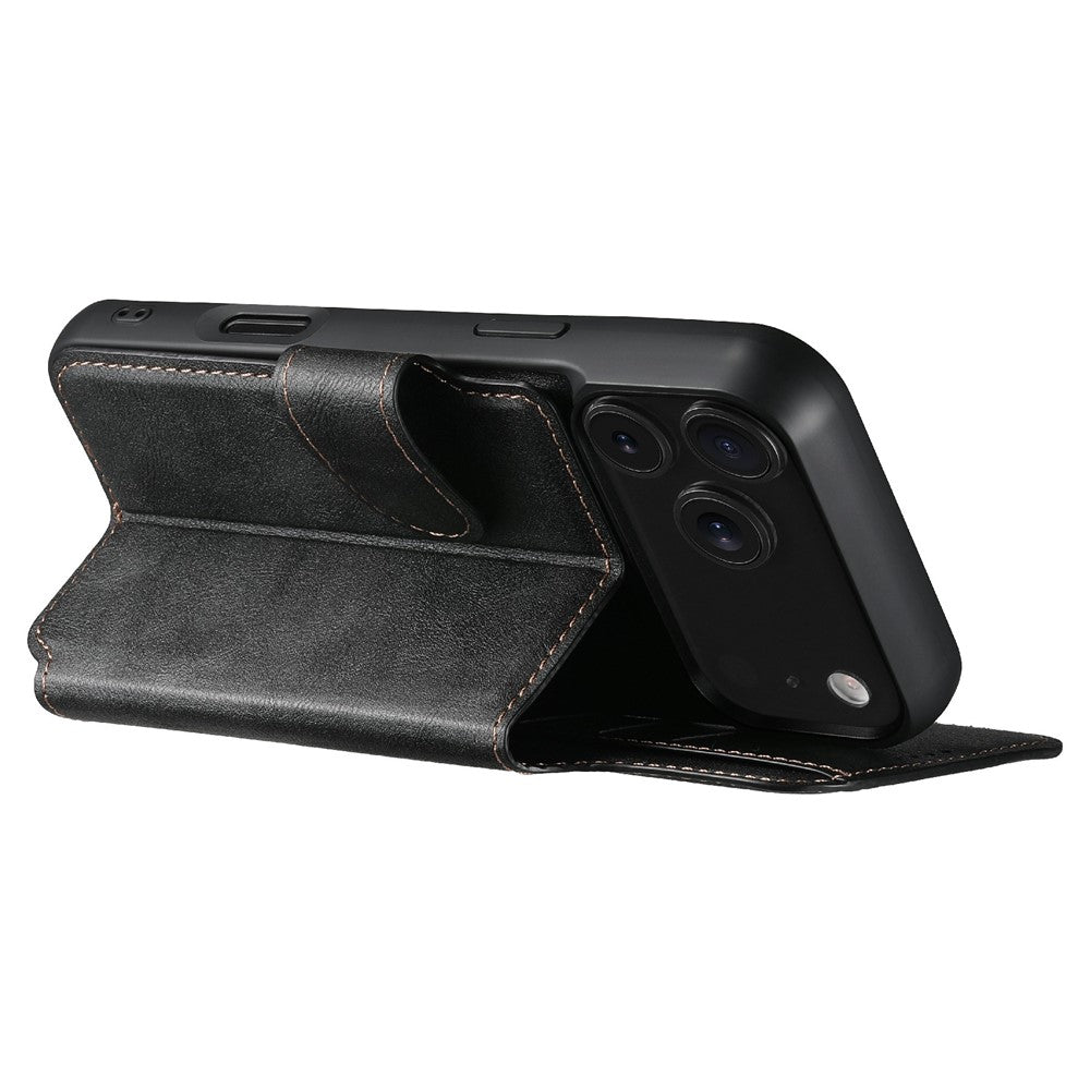 SUTENI Q-05 Plånboksfodral för iPhone 17 Pro, 2-i-1 avtagbart läderfodral med stativ