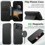 SUTENI J06 For iPhone 17 Pro Case Litchi Texture Leather Wallet Phone Shell Compatible with MagSafe