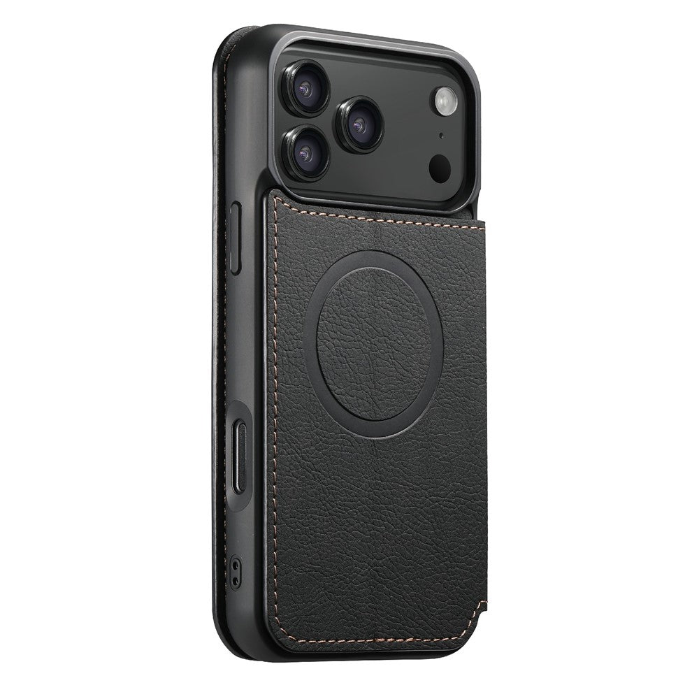 SUTENI J06 For iPhone 17 Pro Case Litchi Texture Leather Wallet Phone Shell Compatible with MagSafe