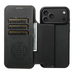 SUTENI J06 For iPhone 17 Pro Case Litchi Texture Leather Wallet Phone Shell Compatible with MagSafe