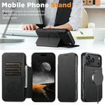 SUTENI J06 For iPhone 17 Pro Case Litchi Texture Leather Wallet Phone Shell Compatible with MagSafe