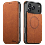SUTENI J06 For iPhone 17 Pro Case Litchi Texture Leather Wallet Phone Shell Compatible with MagSafe
