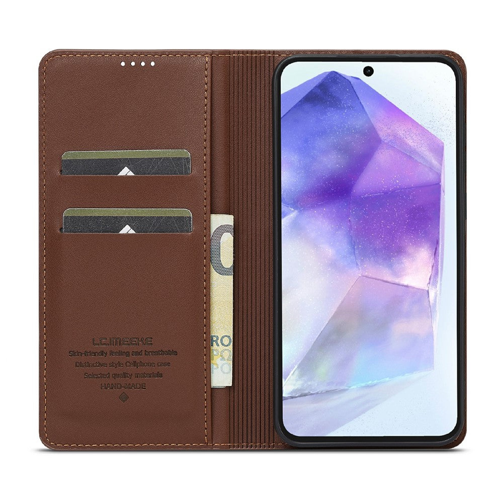 LC.IMEEKE L1 Series for Samsung Galaxy S25 FE Case PU Leather Wallet Stand Protective Phone Cover