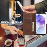 LC.IMEEKE L1 Series for Samsung Galaxy S25 FE Case PU Leather Wallet Stand Protective Phone Cover