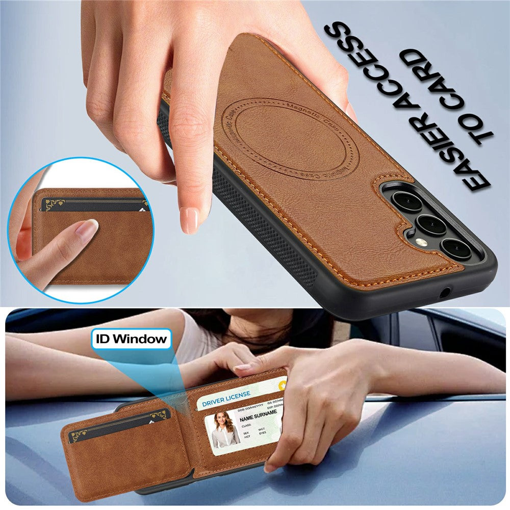 LC.IMEEKE L3 För Samsung Galaxy S25 FE Magnetiskt Skal Avtagbart Korthållare Läder TPU Mobilskal