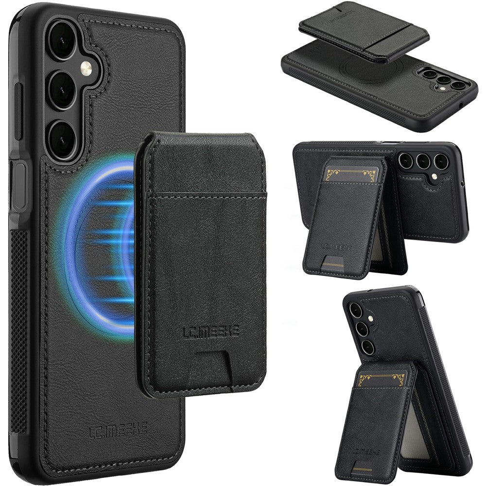 LC.IMEEKE L3 För Samsung Galaxy S25 FE Magnetiskt Skal Avtagbart Korthållare Läder TPU Mobilskal