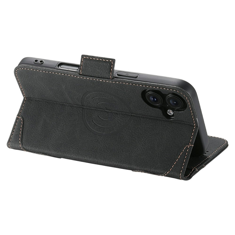 SUTENI J07 til iPhone 17-cover kompatibelt med MagSafe Litchi-tekstur læderpung telefoncover