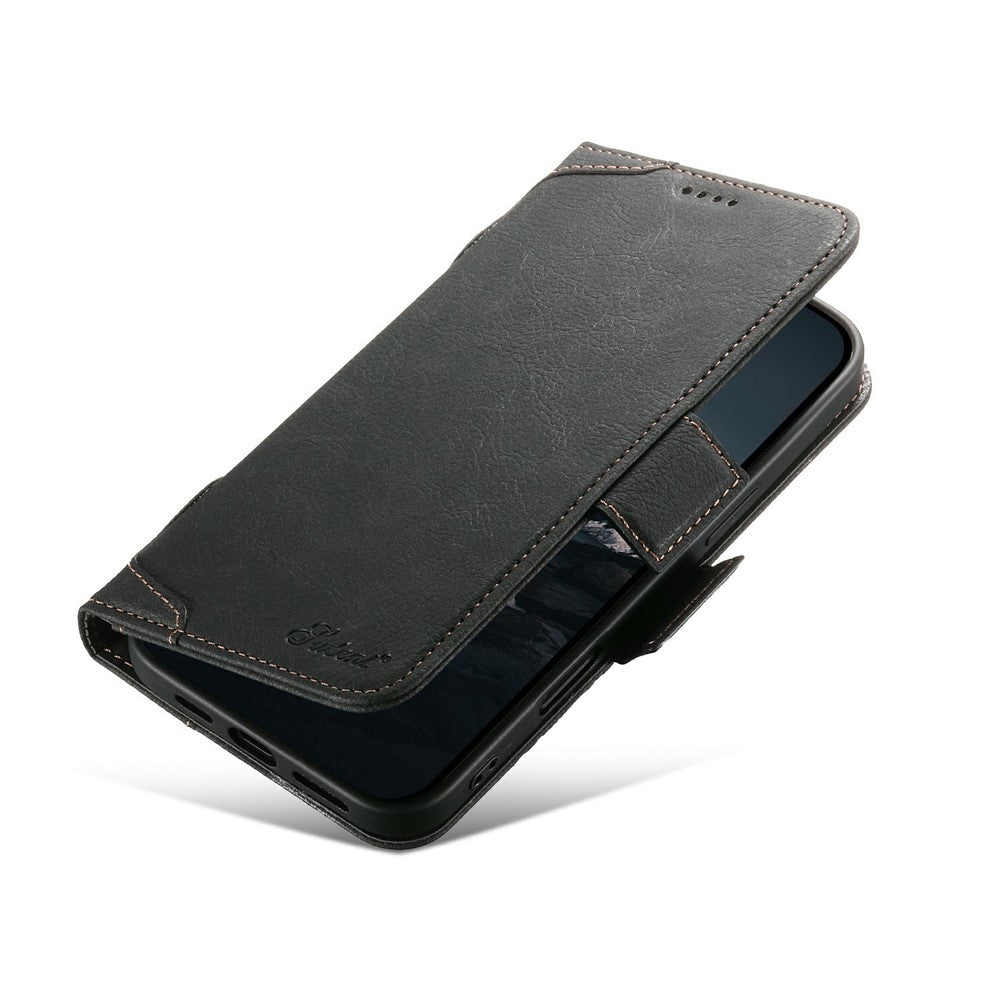 SUTENI J07 til iPhone 17-cover kompatibelt med MagSafe Litchi-tekstur læderpung telefoncover