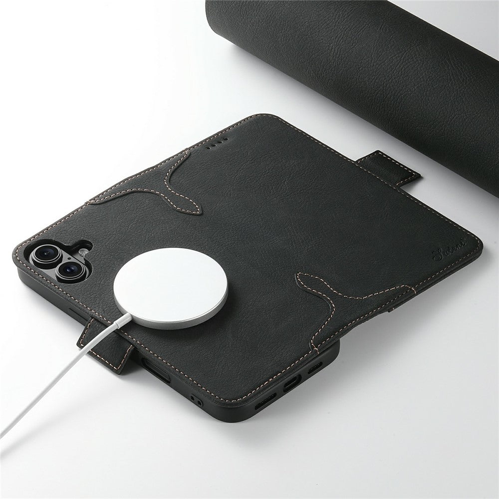 SUTENI J07 til iPhone 17-cover kompatibelt med MagSafe Litchi-tekstur læderpung telefoncover