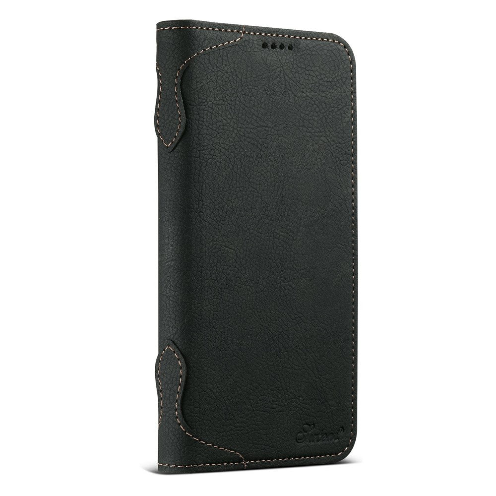 SUTENI J07 til iPhone 17-cover kompatibelt med MagSafe Litchi-tekstur læderpung telefoncover