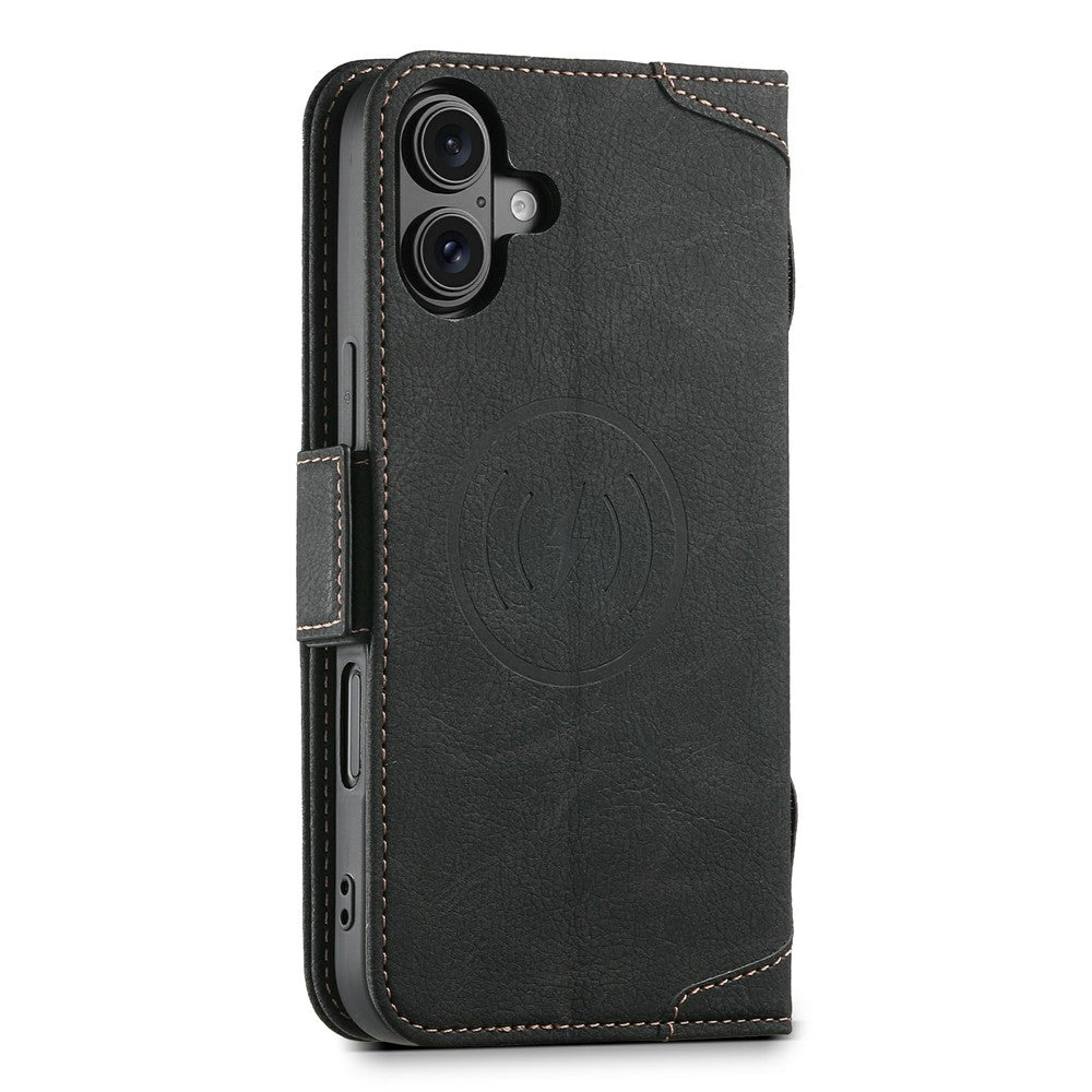 SUTENI J07 til iPhone 17-cover kompatibelt med MagSafe Litchi-tekstur læderpung telefoncover