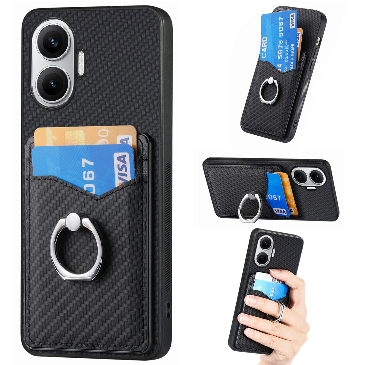 For Xiaomi Redmi Turbo 4 Pro 5G Case Card Slots Ring Holder Kickstand Phone Cover