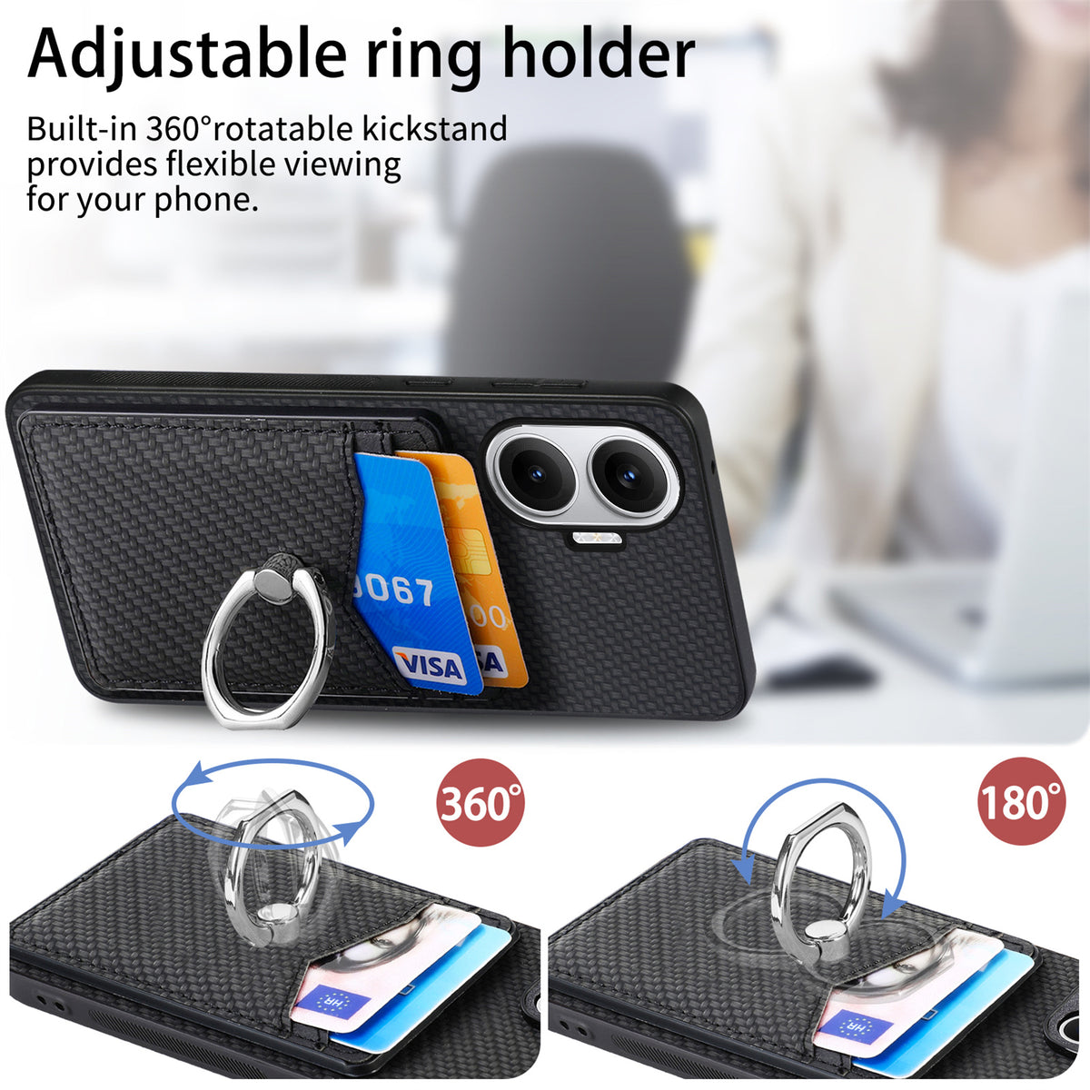 For Xiaomi Redmi Turbo 4 Pro 5G Case Card Slots Ring Holder Kickstand Phone Cover