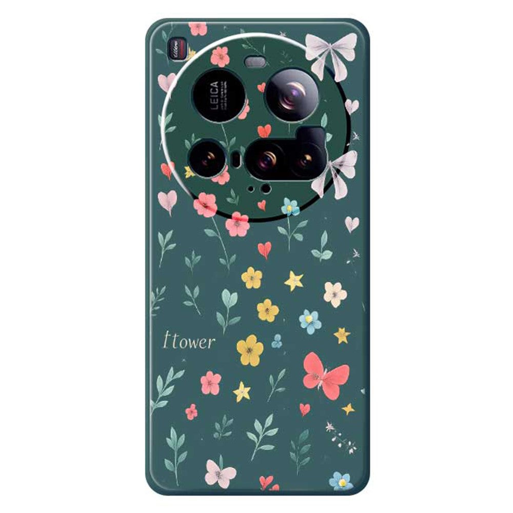 Xiaomi 15 Ultra-skal med blommigt rosettmönster och rak kant i TPU-mobilens baksida