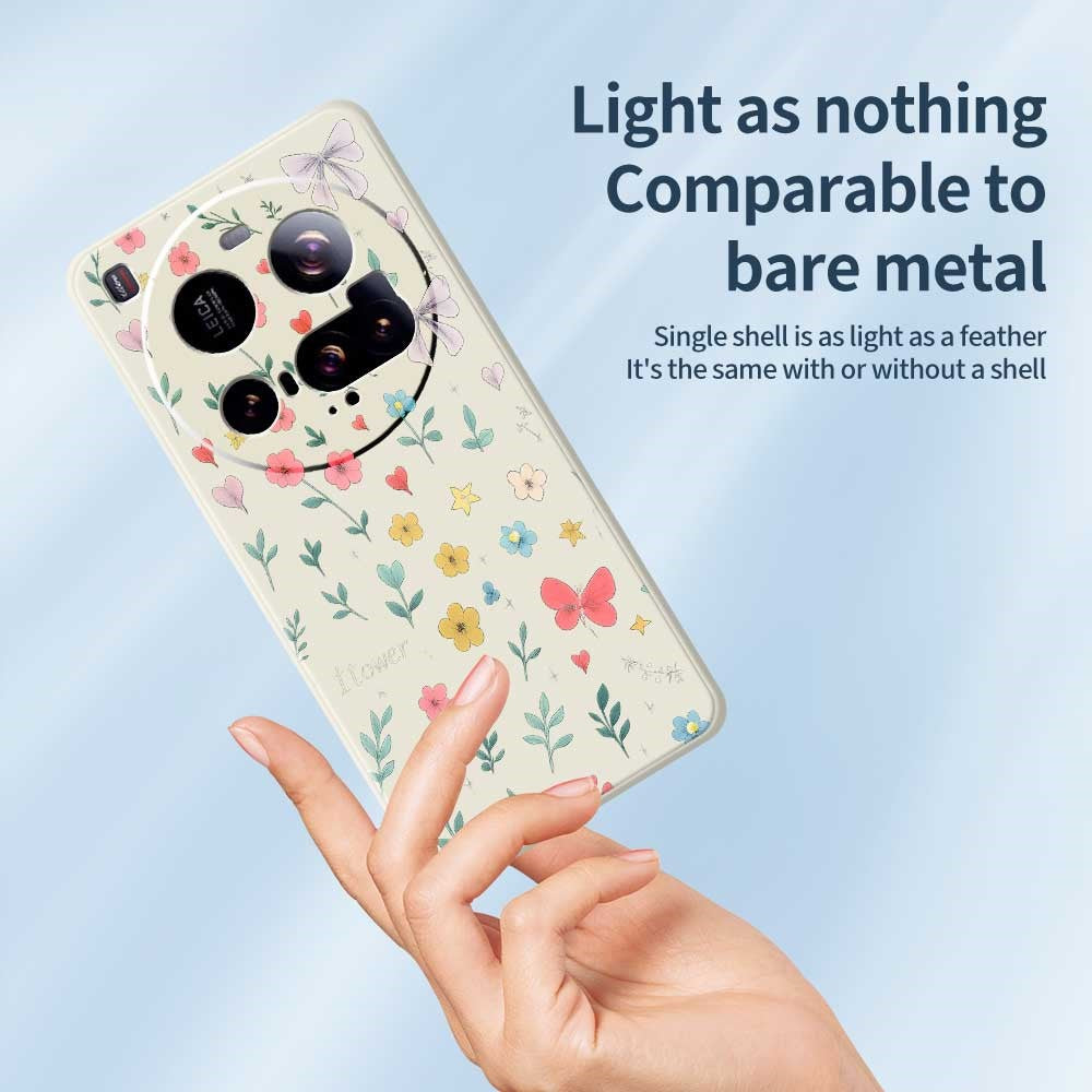 Xiaomi 15 Ultra-skal med blommigt rosettmönster och rak kant i TPU-mobilens baksida