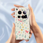 Xiaomi 15 Ultra-skal med blommigt rosettmönster och rak kant i TPU-mobilens baksida