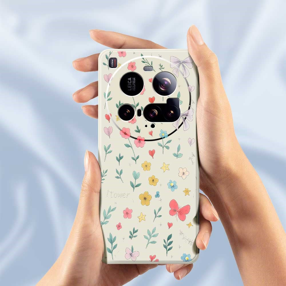 Xiaomi 15 Ultra-skal med blommigt rosettmönster och rak kant i TPU-mobilens baksida