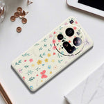 Xiaomi 15 Ultra-skal med blommigt rosettmönster och rak kant i TPU-mobilens baksida
