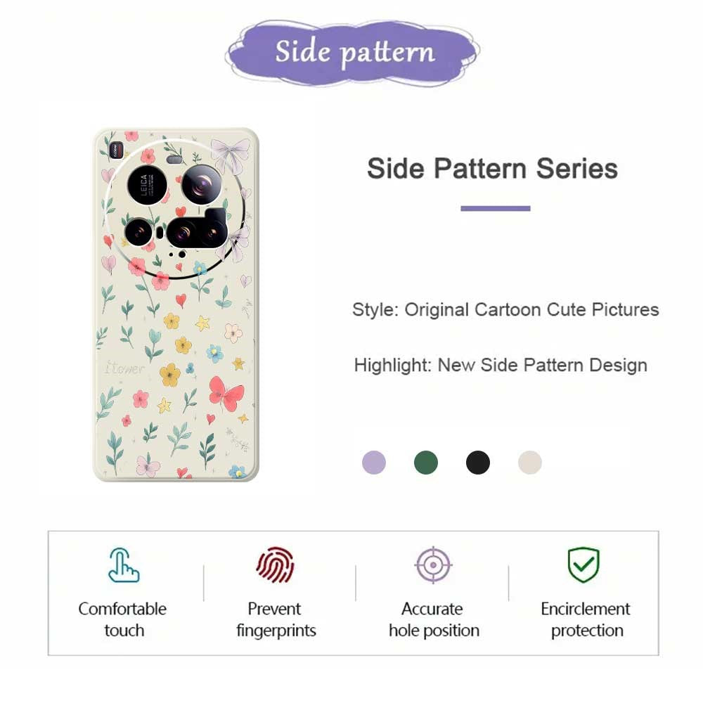 Xiaomi 15 Ultra-skal med blommigt rosettmönster och rak kant i TPU-mobilens baksida
